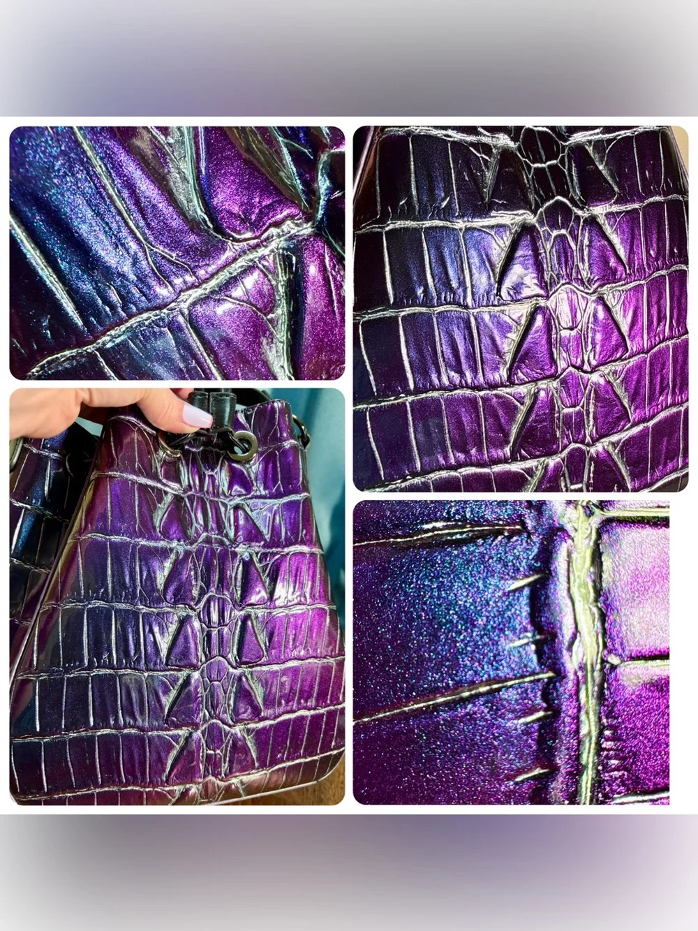 Brahmin NWT Melinda & Veronica - Heroic Purple Kingstone - Shimmer Color Shift - Picture 8 of 17